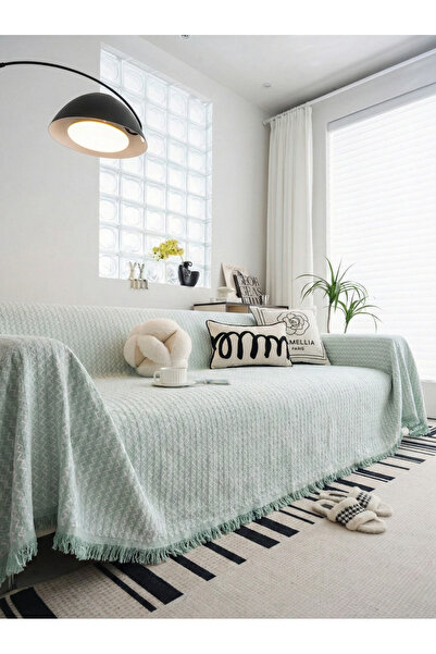 rellhome Cotton Sofa Cover with Fringes | Multi-Purpose Cover | Sofa Shawl | ...
