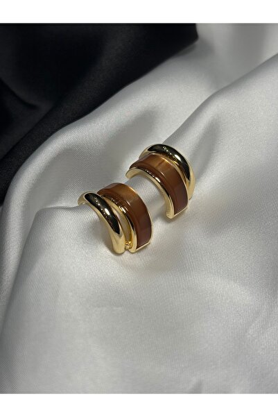 PALICE Double hoop caramel resin earrings