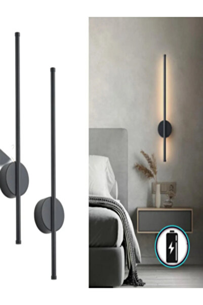 ST LİGHTİNG Siyah Pilli 70cm Tak Çalıştır Pil Dahil Duvar Aplik Günışığı 3000...