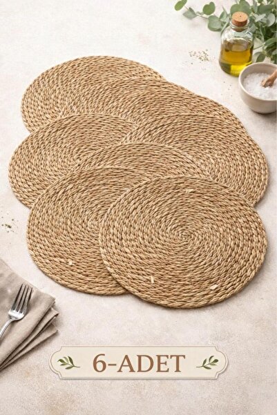 DCA SUPPLY STORE 6'lı Doğal Jüt Hasır Supla Seti - Bohem Amerikan Servis & Du...