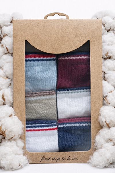 Mudizone Erkek Yeni Doğan Çorap Seti 6’lı Kutulu Pamuklu Bebek Çorabı