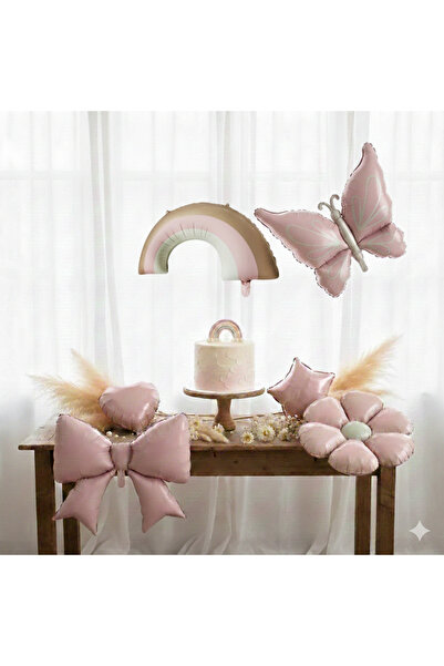 ÇITIPITISTORE 6 parça pembe kelebek fiyonk papatya gökkuşağı Yıldız kalp foly...