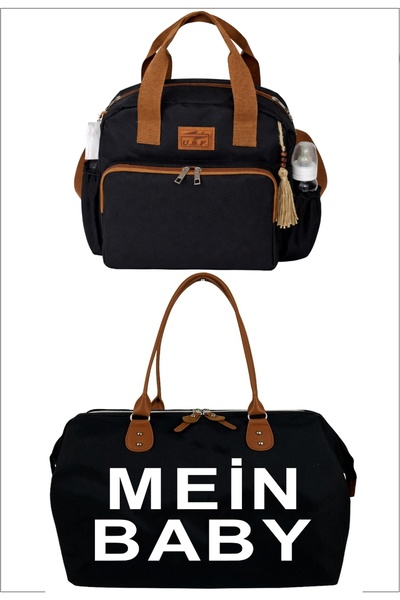 USF Anne Bebek Bakım Sırt Çantası Hastane Çıkışı El ve Omuz Çantası 2 Li Set