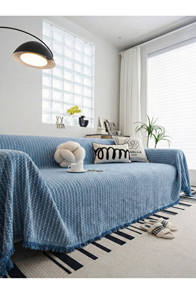 rellhome Cotton Sofa Cover with Fringes | Multi-Purpose Cover | Sofa Shawl | ...