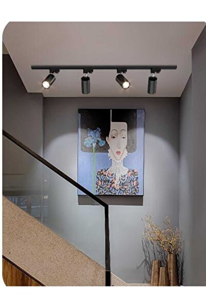 Saatistan Dörtlü 1M Siyah Ray Spot Seti, Hareketli LED Aydınlatma, Güçlü ve Şık