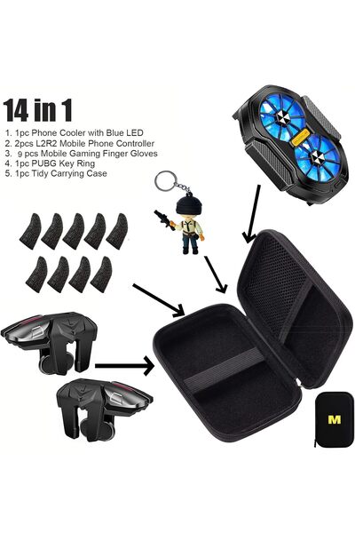 Mikirini 14 in 1 Mobile Phone Dual Cooler with LED Light