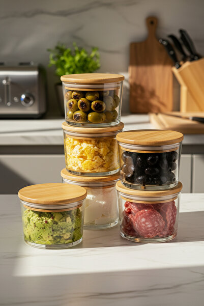 Amandus Mina - Set of 6 Vacuum Airtight Glass Breakfast Storage Containers wi...