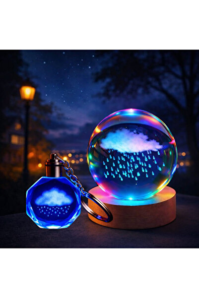 ForWhat Color Changing Rain Cloud Glass Globe Keychain for Office Home Office...