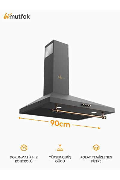 GL GENERAL Rustic 650m3 Çekiş Güçlü 90cm Ankastre Davlumbaz