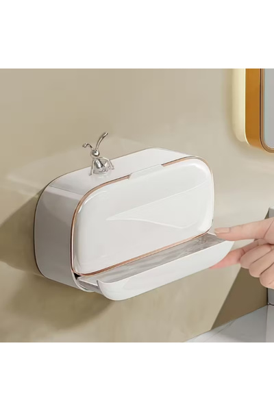 ForWhat Wall Mounted Clamshell Drain Compartment Soap Dispenser for Office Ho...