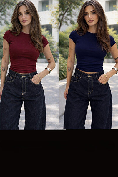 Boi Bluză de damă, negru-alb, cu decolteu tip crewneck, din lycra, cu mâneci ...