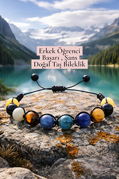 NBS Beautiful Naturel Stones Men's Student Success, Luck Bracelet Natural Sto...