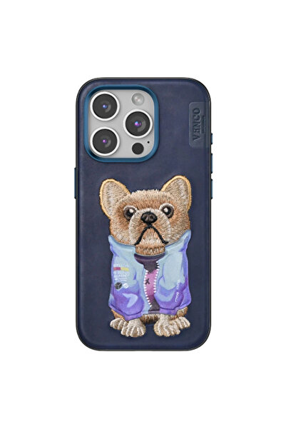 eco port غطاء فينكو لآيفون 15 برو ماكس بنمط لطيف - أزرق داكن