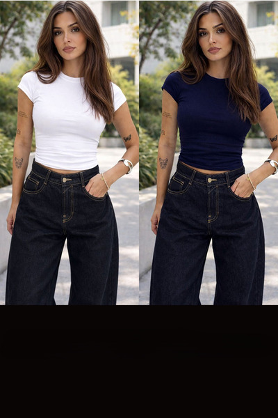 Boi Дамска черно-бяла блуза с къс ръкав от ликра с деколте под формата на вел...