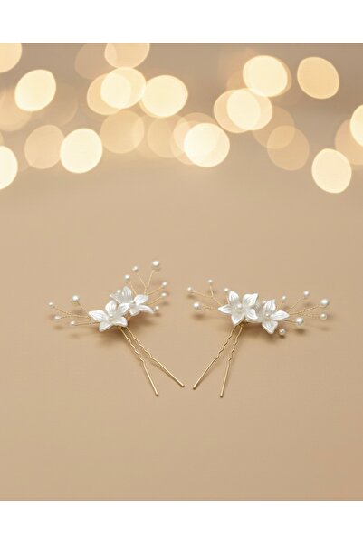 Çınar Aksesuar مجموعة مشبك شعر العروس الأنيق المزين بالزهور واللؤلؤ مكونة من ...