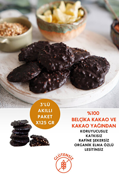 Mikro Herküller Glutensiz 3'lü Rocher Rafine Şekersiz %70 Bitter Belçika Çiko...