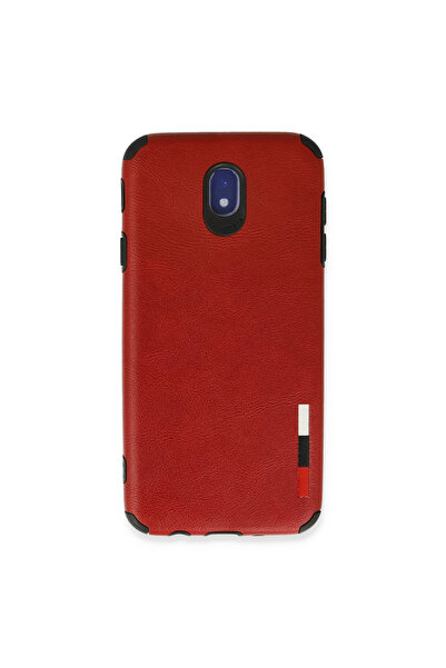 eco port حافظة سامسونج جالاكسي J7 برو / J730 من الجلد السيليكوني - أحمر