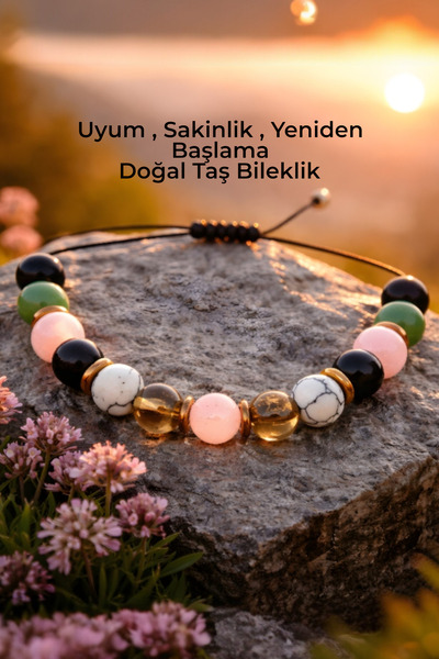 NBS Beautiful Naturel Stones Uyum, Nazar Natural Stone Women's Bracelet 8 mm ...