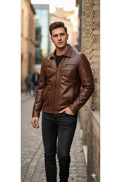 halismenspor Genuine Lambskin Men's Leather Coat Real Leather Jacket Soft Lea...