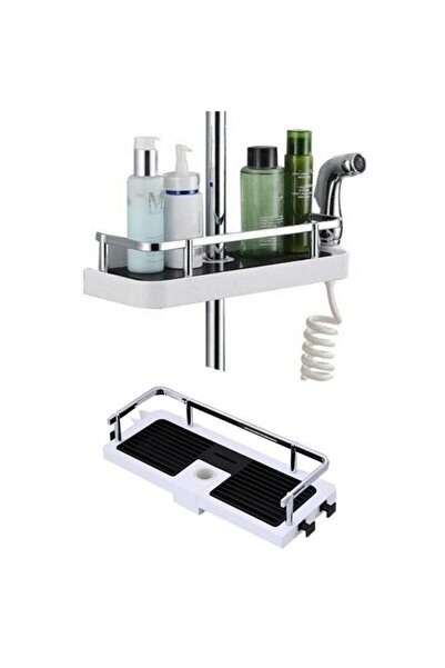 ForWhat Stainless Double Hanger Corner Shower Shelf for Office Home Office Ba...