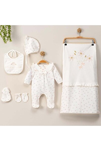 Generic ميني جنتل طقم بناتي من القطن - 6 قطع - 0 - 3 أشهر - أبيض