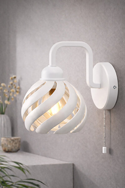 Limon 3D Desing Zincir Anahtarlı Duvar Aplik | Modern Bohem Spiral Tasarım, E27