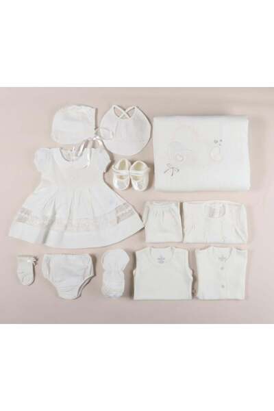 Generic بيبي دول طقم استقبال مواليد بنات قطن مع نسيج - 12 قطعة - من الولادة ح...