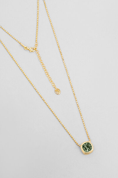 So CHIC... Egzotik Zümrüt 18 Ayar Beyaz Altın Kaplama Gümüş Kolye