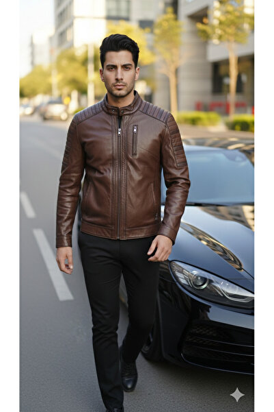 halismenspor Genuine Lambskin Men's Leather Coat Real Leather Jacket Soft Lea...