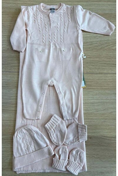 Generic طقم مجموعة تريكو بناتي 5 قطع من عمر 0 الى 3 اشهر - وردي فاتح