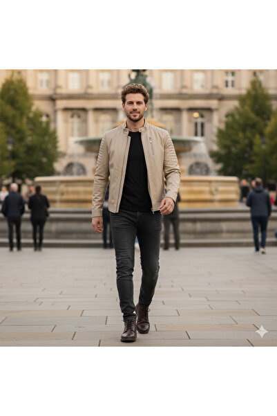 halismenspor Genuine Lambskin Men's Leather Coat Real Leather Jacket Soft Lea...