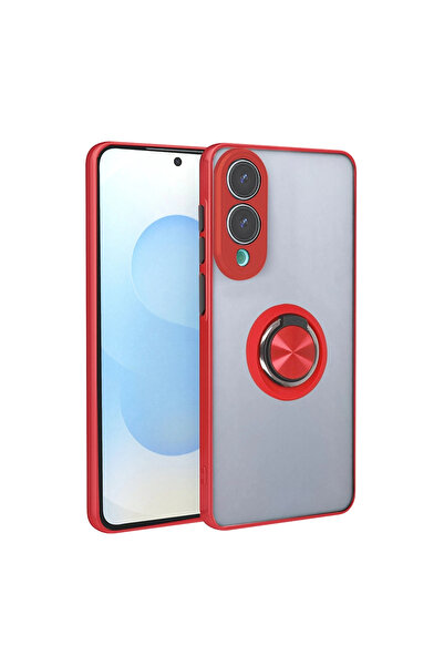 eco port غطاء سيليكون لهاتف سامسونج جالاكسي S25 إيدج مع حلقة مونتريال - أحمر