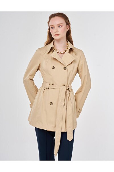 KYR Trenci scurt cu curea, galben deschis