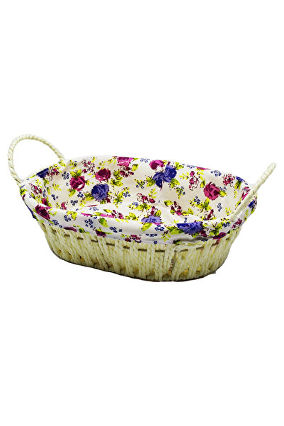 MericLine Oval Wicker Bread Basket with Colored Cloth8821 (1047)