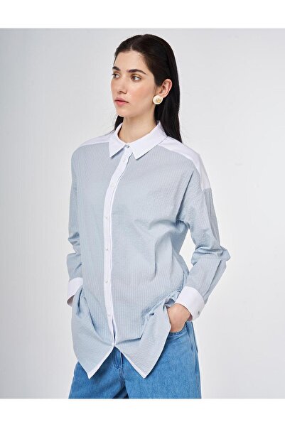 KYR 100% Βαμβακερό Γαρνιρισμένο Τούνικ Μπλε