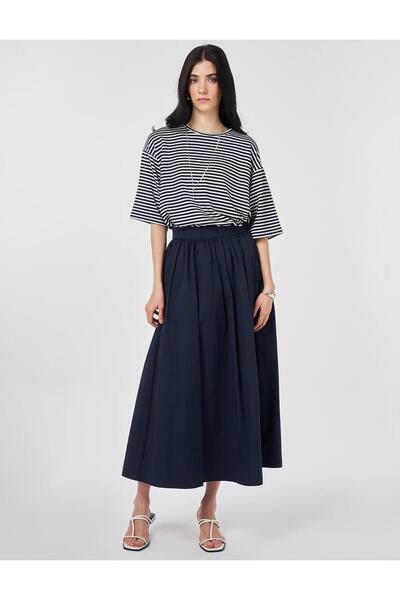 KYR Fusta A-line cu talie înaltă, bleumarin închis