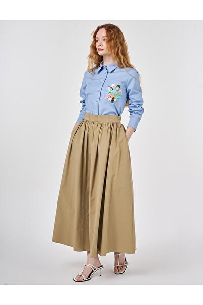 KYR Fusta A-line cu talie înaltă, bej