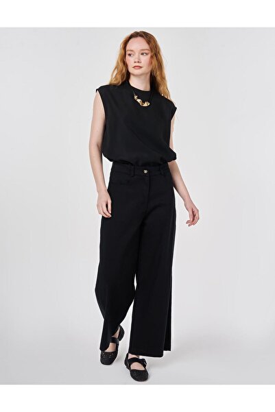 KYR Wide Leg Canvas Trousers Black