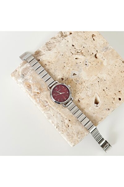 Vesce Atelier Duos Silver Watch Claret Red