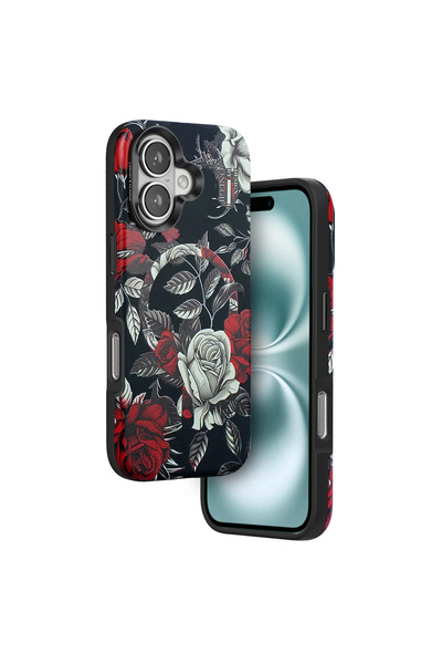 eco port غطاء ماج سيف من سلسلة الزهور لهاتف آيفون 16 من ون جيف - أسود