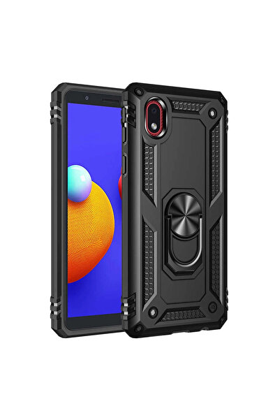 eco port غطاء حماية سامسونج جالاكسي A01 كور من السيليكون مع حلقة صوفيا - أسود