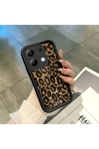 SLIMFELT Redmi Note 13 Uyumlu Yüksek Kalite Popüler Leopar Siyah Kılıf Siliko...