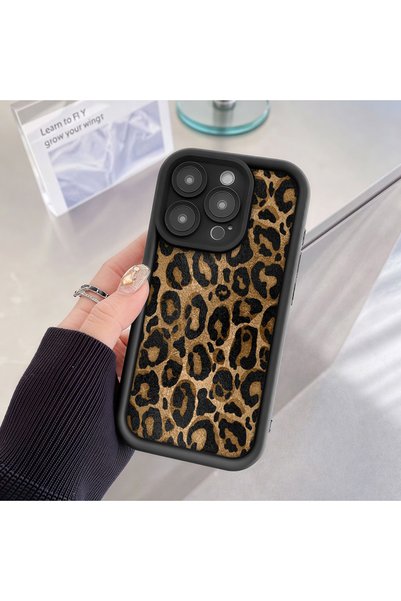 SLIMFELT Samsung Galaxy A04E Compatible High Quality Popular Leopard Black Case Silicone Drop-Resistant Stylish
