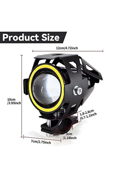 lumixauto LED Projector with Angel Eyes for Motorcycle, ATV, Off Road – 2 Pha...