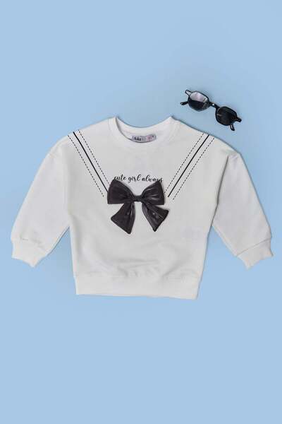Fulla Moda Bowknot Crew Neck Girls' Sweatshirt
