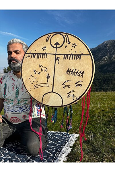 Saatistan El Yapımı Şaman Davulu 27cm Kılıflı Geleneksel Tasarım