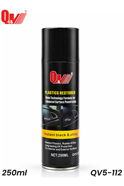 Qv QV5-112 Plastic Restorer Spray 250ml for Car Interior Exterior Trim Rubber...