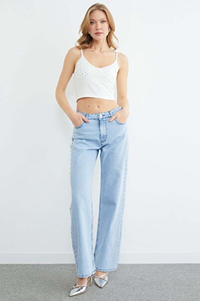 Fulla Moda Stone Embellished Palazzo Jeans