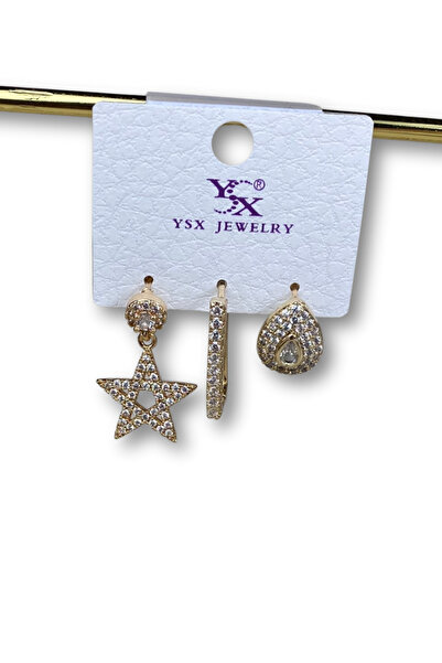 Brethils Ysx 3-Piece Earring Set Star Themed Non-Tarnish Anti-Allergic