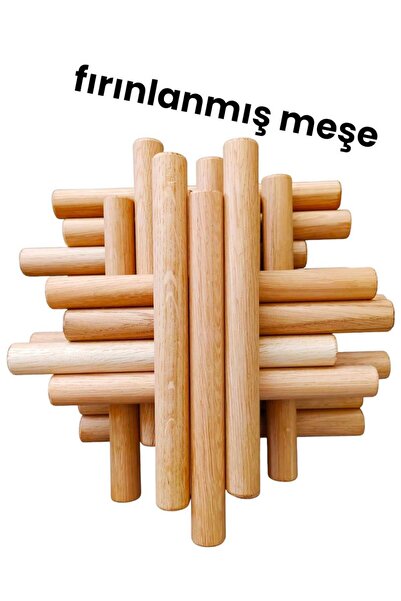 Saatistan Fırınlanmış Meşe Ahşap Ritim Çubuğu, 20 Çift, 20 cm, 20 mm